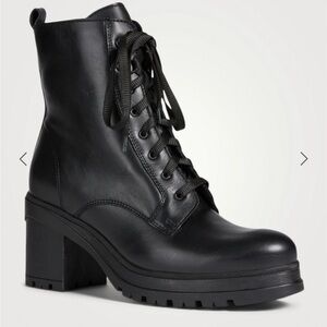 LA CANADIENNE Prunella Leather Heeled Lace-up Ankle Boots 7.5